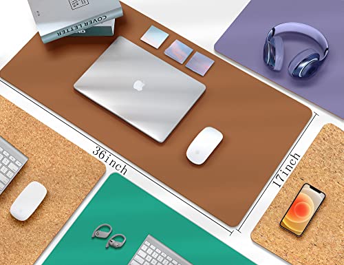 Aothia Cork & PU Leather Desk Pad - Brown