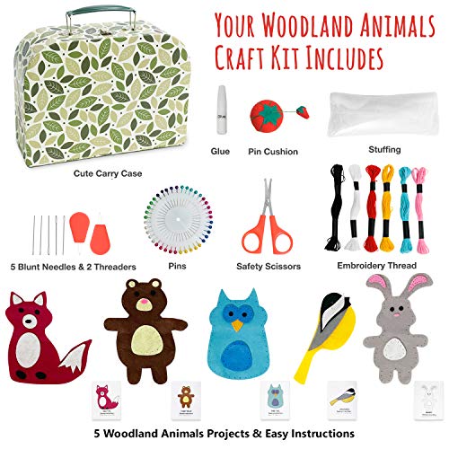 Woodland Animals Kids Sewing Craft Kit, Educational Arts & Craft Gift for Boys and Girls Ages 7 to 12