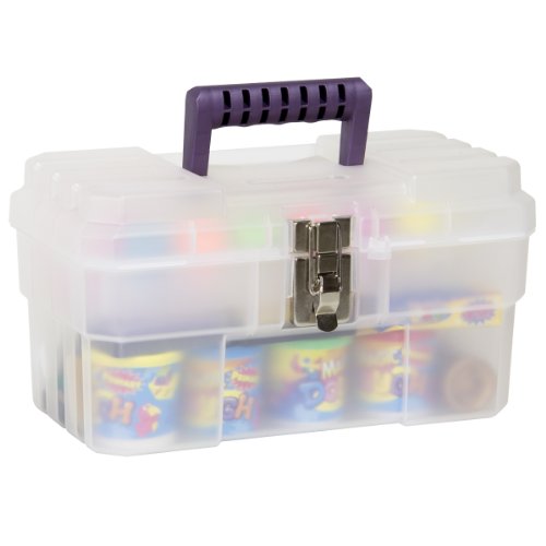 Akro-Mils 09514CFT ProBox 14-Inch Plastic Art Supply, Craft or Medical Storage Toolbox with Removable Tray, (14-Inch x 8-Inch x 8-Inch), Clear
