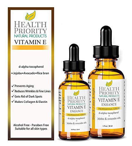 Natural & Organic Vitamin E Oil for Face and Skin (15ml + 30ml, Unscented)
