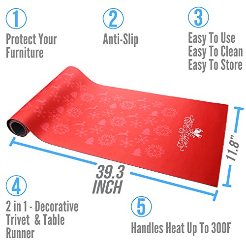 Decorative Trivetrunner: Convenient Heat-Resistant Table Runner (Red)