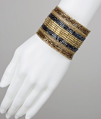 SPUNKYsoul Gold, Gun Metal Gray Cuff Bracelets for Women Collection (Gold/Dark Gray)