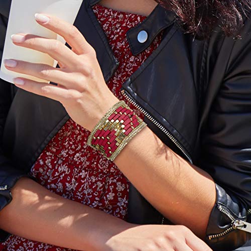 SPUNKYsoul Cuff Bracelets for Women Collection (RED/Cube Gold)