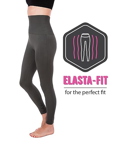 Homma Activewear Thick High Waist Tummy Compression Slimming Body Leggings Pant (X-Large, Charcoal)