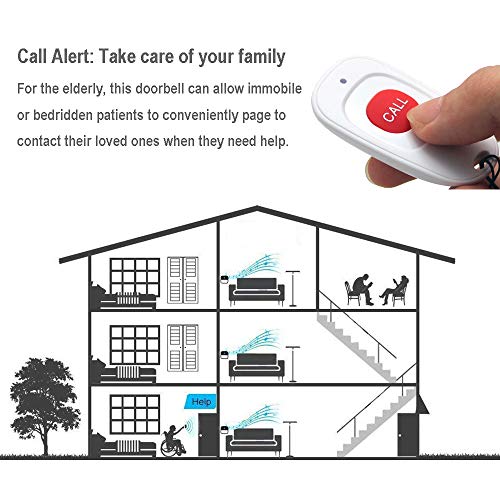Wireless Caregiver Pager, FullHouse Smart SOS Call Button for Elderly Patient Personal Care in Home Alert System, 500+ Feet Range (3 Call Buttons + 2 Receivers)