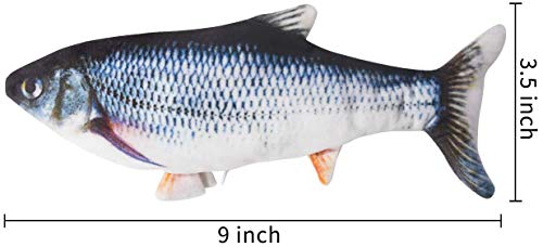 Senneny Electric Moving Fish Cat Toy, Realistic Plush Simulation Electric Wagging Fish Catnip Kicker Toys, Funny Interactive Pets Pillow Chew Bite Kick Supplies for Cat Kitten Kitty (9 Inch)