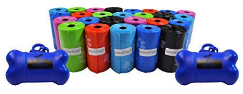 Downtown Pet Supply Dog Pet Waste Poop Bags with 2 Leash Clips and Dispensers (520 Bags, Rainbow with Paw Prints)