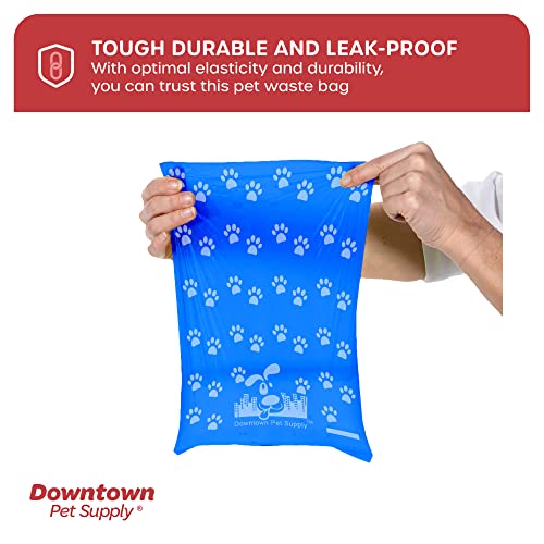 Downtown Pet Supply Dog Pet Waste Poop Bags with 2 Leash Clips and Dispensers (520 Bags, Rainbow with Paw Prints)