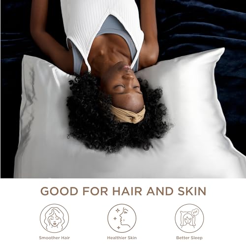 Bedsure Satin Pillowcase for Hair and Skin Silk Pillowcase 2-Pack, Queen Size (Ivory, 20x30 inches) Pillow Cases Set of 2 - Satin Pillow Covers with Envelope Closure