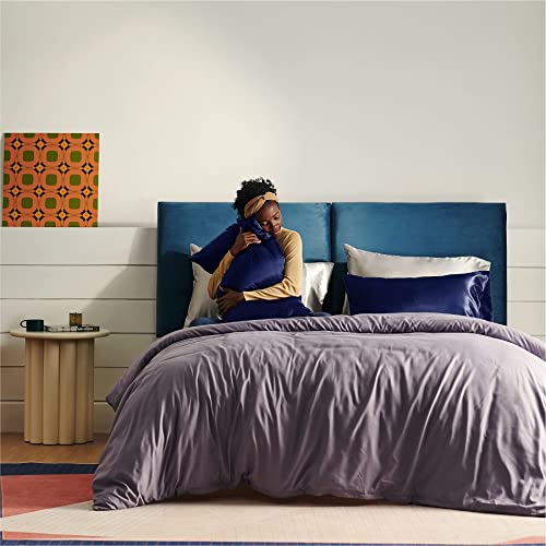 Bedsure Satin King Size Pillow Cases Set of 2 , Navy, 20x40 inches - Pillowcase for Hair and Skin - Satin Pillow Covers with Envelope Closure