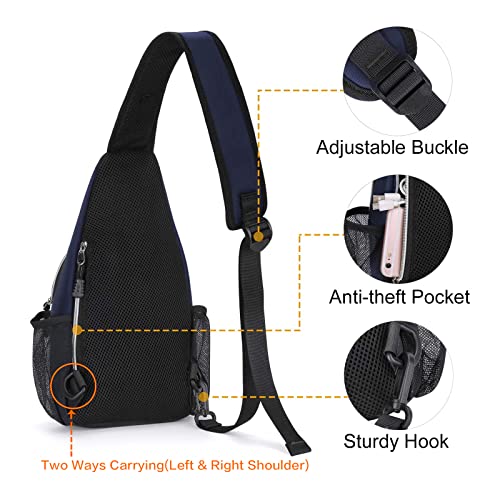 MOSISO Mini Sling Backpack,Small Hiking Daypack Travel Outdoor Casual Sports Bag, Navy Blue