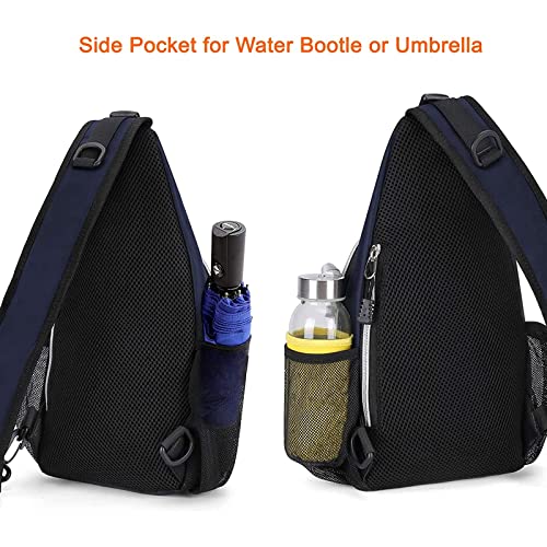 MOSISO Mini Sling Backpack,Small Hiking Daypack Travel Outdoor Casual Sports Bag, Navy Blue