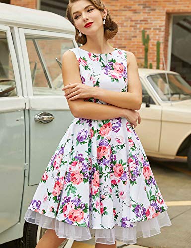 GRACE KARIN Cancan Petticoat Crinoline Swing Skirts for Women (M,White)