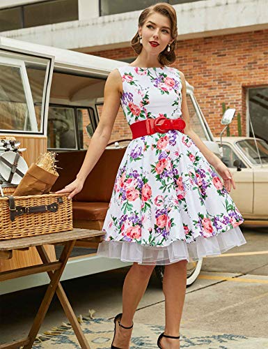 GRACE KARIN Cancan Petticoat Crinoline Swing Skirts for Women (M,White)