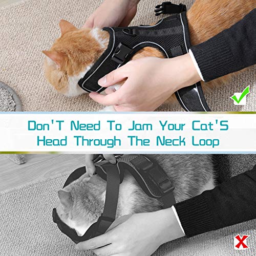rabbitgoo Cat Harness and Leash Set for Walking, Escape-Proof No Choke Reflective Vest Harnesses for Small Cats, Kitten Harness with Magic Tapes and Double Clips for Safety Outdoor Activity, M
