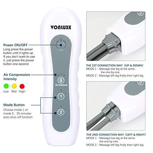 VONLUXE Leg Massager for Circulation and Relaxation Rechargable Leg Massagers for Legs?Feet?Arms with Hand-held Controller 4 Modes 3 Intensities Home & Office Use