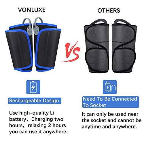 VONLUXE Leg Massager for Circulation and Relaxation Rechargable Leg Massagers for Legs?Feet?Arms with Hand-held Controller 4 Modes 3 Intensities Home & Office Use