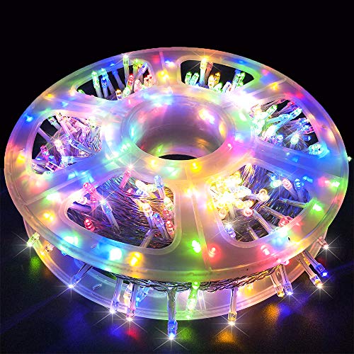 MYGOTO Xmas Lights String Lights 500 LED 165feet 8 Modes Plug in String Lights 30V Fairy Lights Home Garden Party Wedding Xmas Tree Bedroom Window Curtain Decoration(Multicolor)