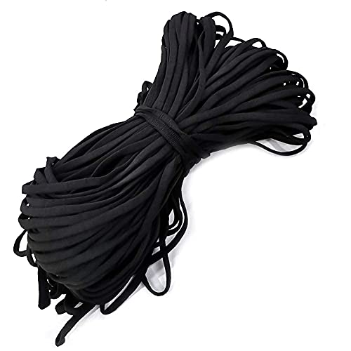 Braided Elastic Bands for Sewing White,Braided Elastic Cord Masks Roll for Sewing and Crafting. (1/4" 50 Black)