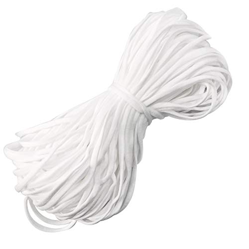 Braided Elastic Bands for Sewing White,Braided Elastic Cord Masks Roll for Sewing and Crafting. (1/4" 50 White)