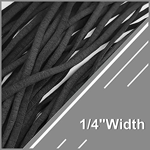 Braided Elastic Bands for Sewing White,Braided Elastic Cord Masks Roll for Sewing and Crafting. (1/4" 50 Black)