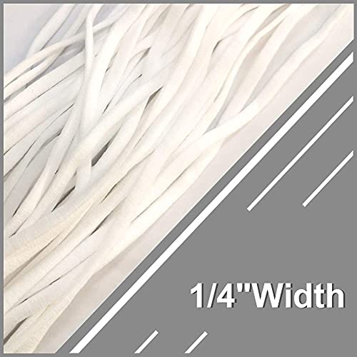 Braided Elastic Bands for Sewing White,Braided Elastic Cord Masks Roll for Sewing and Crafting. (1/4" 50 White)
