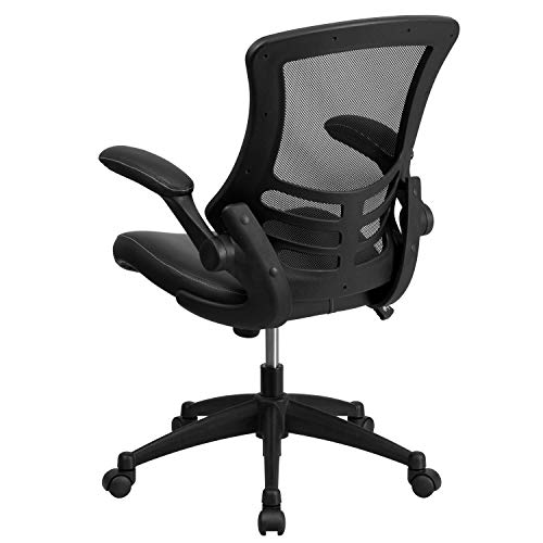 Flash Furniture Desk Chair with Wheels | Swivel Chair with Mid-Back Black Mesh and LeatherSoft Seat for Home Office and Desk