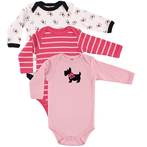 Hudson Baby Cotton Long-sleeve Bodysuits, Scottie 3-Pack, 0-3M
