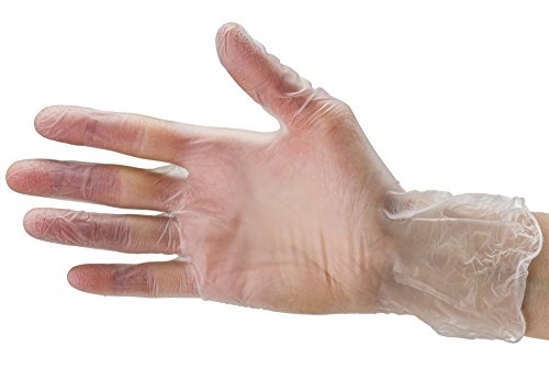 [200 Count] Care Plus Disposable Plastic Vinyl Clear Medium Gloves, Allergy, Latex And Powder Free, Great For Home Kitchen Or Office Cleaning, Cooking, 2 Boxes