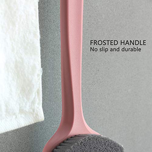 Bath Body Brush with Comfy Bristles Long Handle Gentle Exfoliation Improve Skin's Health and Beauty Bath Shower Wet or Dry Brushing Body Brush (Light Coral)