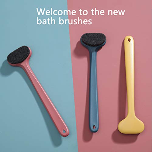 Bath Body Brush with Comfy Bristles Long Handle Gentle Exfoliation Improve Skin's Health and Beauty Bath Shower Wet or Dry Brushing Body Brush (Light Coral)