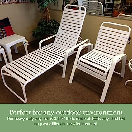 2" Wide x 200' Roll Vinyl Strap for Patio Pool Lawn Garden Furniture- Make Your Own Replacement Straps. (201 White)