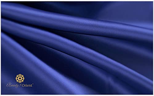 BEAUTY OF ORIENT 100% Pure Mulberry Silk Pillowcase for Hair and Skin, 19 Momme Both Sides, Hidden Zipper, Natural Hypoallergenic Silk Pillow Case - Best Sleep (1pc Standard - 20" x 26", Royal Navy)
