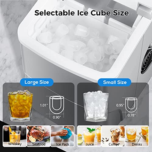 AGLUCKY Portable Ice Maker - 26.5lbs in 24hrs, Self-Cleaning