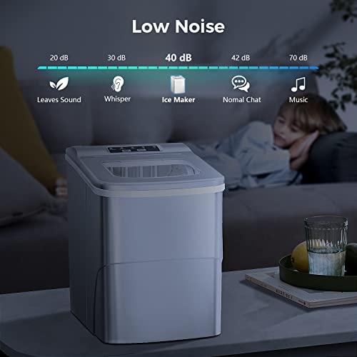 AGLUCKY Portable Ice Maker - 26.5lbs in 24hrs, Self-Cleaning