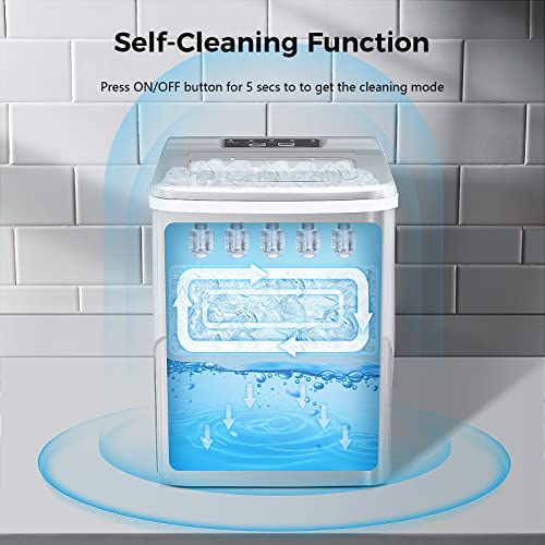 AGLUCKY Portable Ice Maker - 26.5lbs in 24hrs, Self-Cleaning
