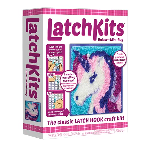 LatchKits Mini-Rug Sewing Kit The Classic Latch Hook Craft Kit - Unicorn (1601Z)