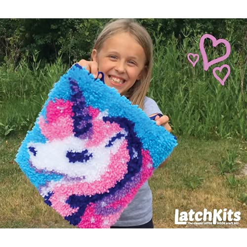 LatchKits Mini-Rug Sewing Kit The Classic Latch Hook Craft Kit - Unicorn (1601Z)
