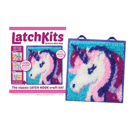 LatchKits Mini-Rug Sewing Kit The Classic Latch Hook Craft Kit - Unicorn (1601Z)