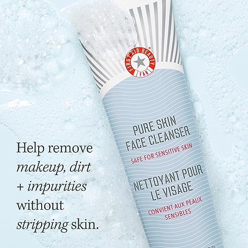 First Aid Beauty Pure Skin Face Cleanser, Sensitive Skin Cream Cleanser with Antioxidant Booster ? 5 oz.