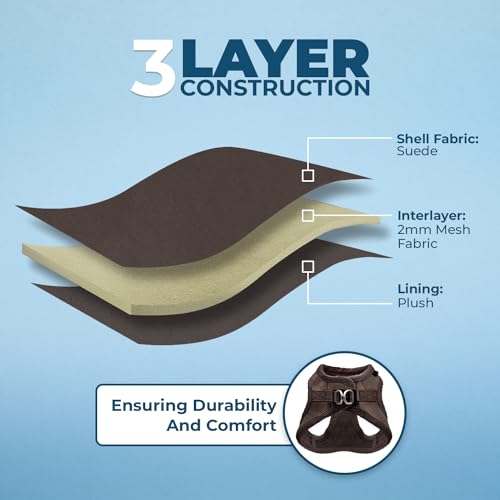 Voyager Step-In Plush Dog Harness â Soft Plush, Step In Vest Harness for Small and Medium Dogs â By Best Pet Supplies - Chocolate Suede, Medium (Chest: 16" - 18")