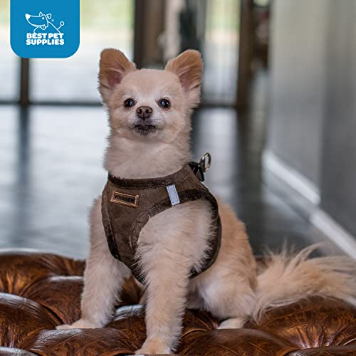 Voyager Step-In Plush Dog Harness â Soft Plush, Step In Vest Harness for Small and Medium Dogs â By Best Pet Supplies - Chocolate Suede, Medium (Chest: 16" - 18")
