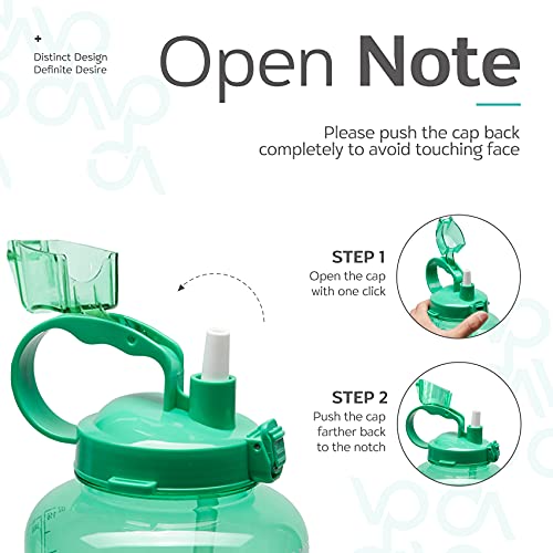Venture Pal Large 1 Gallon/128 OZ (When Full) Motivational BPA Free Leakproof Water Bottle with Straw & Time Marker Perfect for Fitness Gym Camping Outdoor Sports-Green