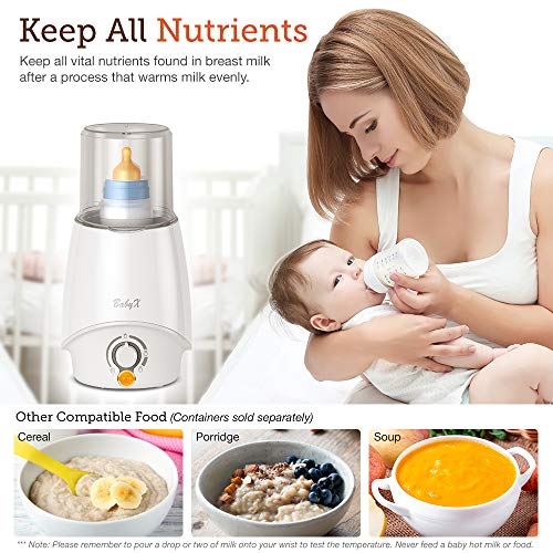 BabyX Fast Bottle Warmer For Breastmilk, Infant Formula, Baby Food Heater Quickly Warm and Sterilizer, Sanitize Pacifiers and Fits Most Bottle Size [Built-in Smart Temp. Controller]
