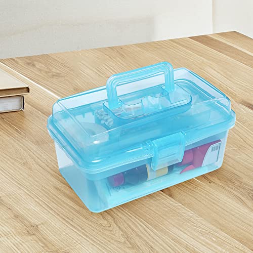 Clear Blue Multipurpose First Aid, Arts & Craft Supply Case/Storage Container Box w/Removable Tray