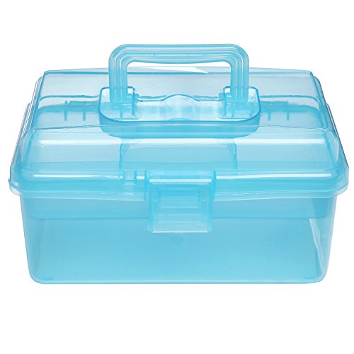 Clear Blue Multipurpose First Aid, Arts & Craft Supply Case/Storage Container Box w/Removable Tray
