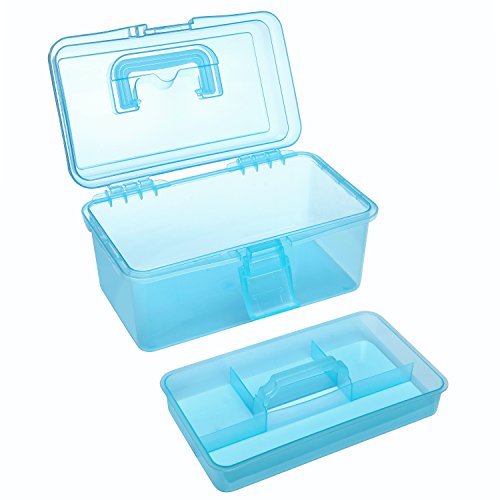 Clear Blue Multipurpose First Aid, Arts & Craft Supply Case/Storage Container Box w/Removable Tray