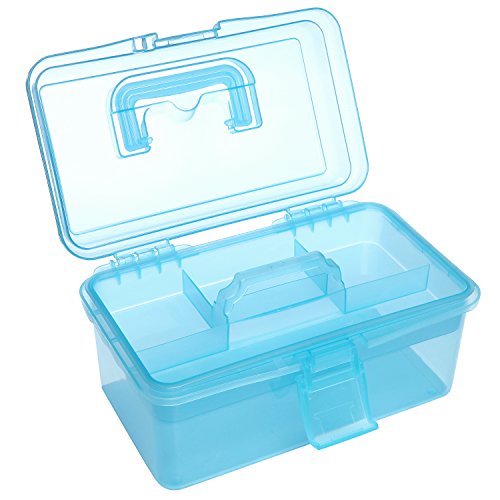 Clear Blue Multipurpose First Aid, Arts & Craft Supply Case/Storage Container Box w/Removable Tray