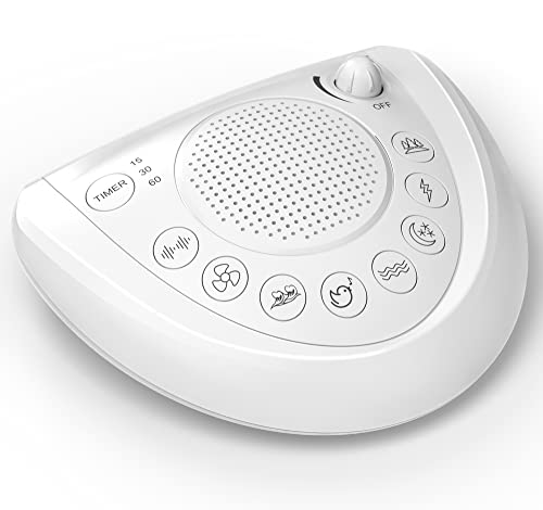 White Noise Sound Machine |Portable Sleep Therapy |Sleep Sound Spa with with 8 Soothing Nature Sounds,Battery Powered/Plug in,Auto-Off Timer,Headphone Jack,USB Ports for Baby,Adult,Home,Office&Travel
