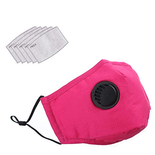 Irisvito Dust Cotton Cloth Mask, Washable Reusable Mask with Cord Locks Filter Element Breathing Valve Outdoor Sports Face Maskï¼with 5 Filtersï¼